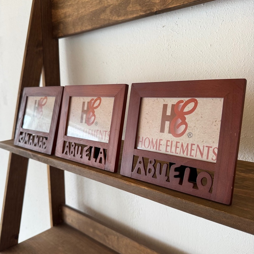 3pc Home Elements Mama Abuela Abuelo Wooden Picture Frames Family Photo Set